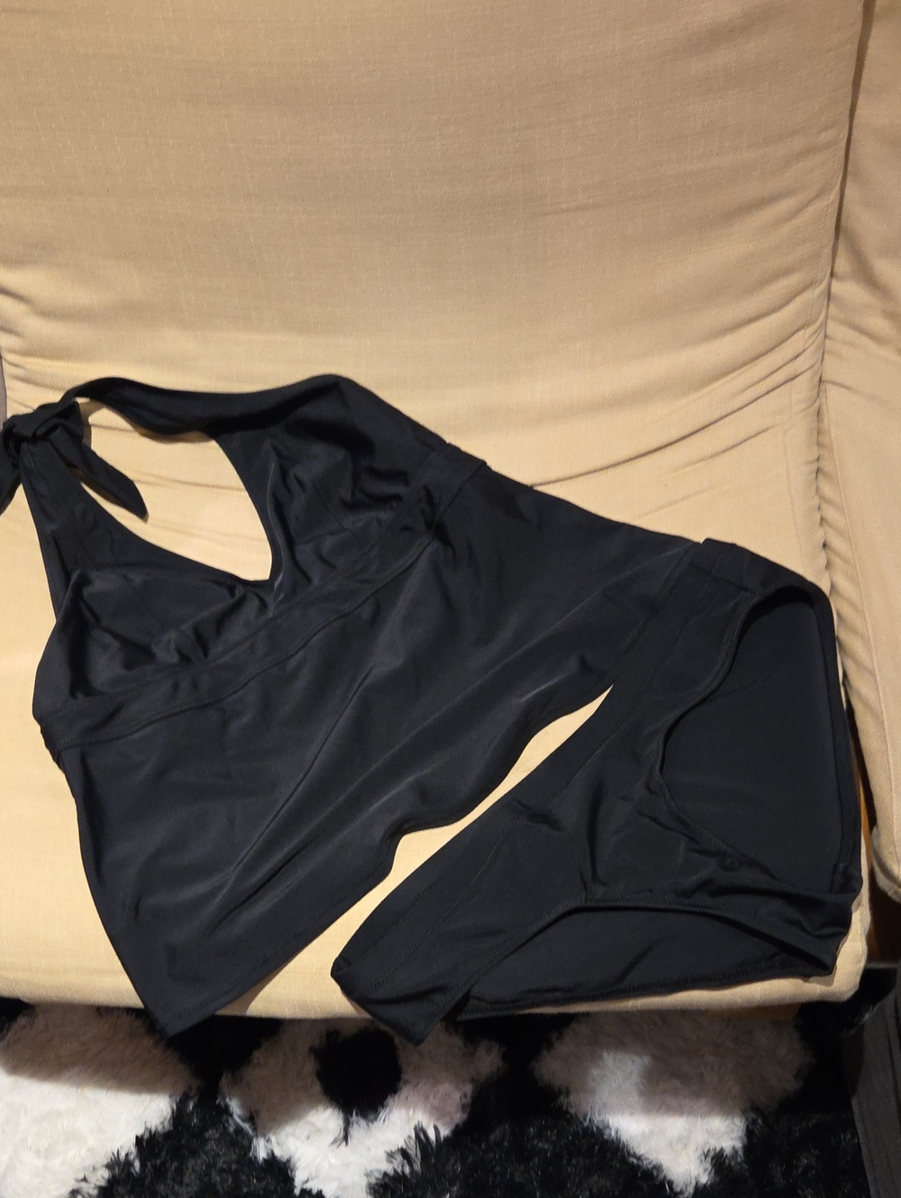Thyme Maternity Black Halter Tankini Swim Set